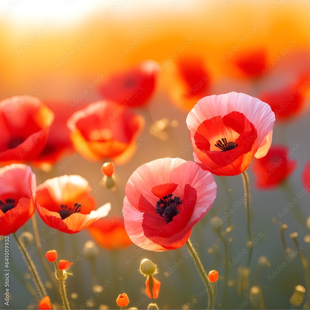 Fototapeta premium red poppies on a field