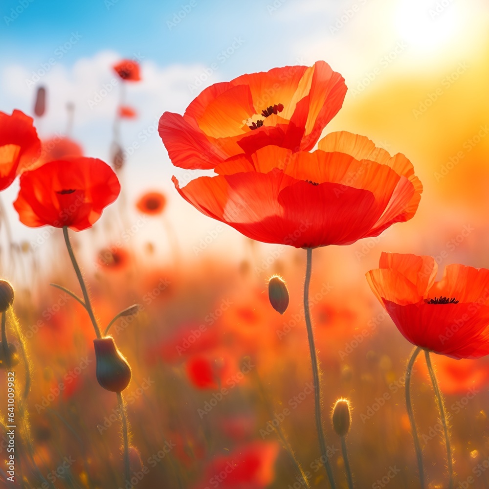 Obraz premium red poppies on a field