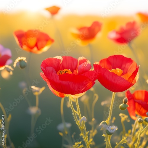 red poppies on a field