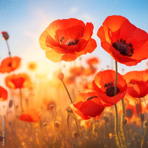 red poppies on a field