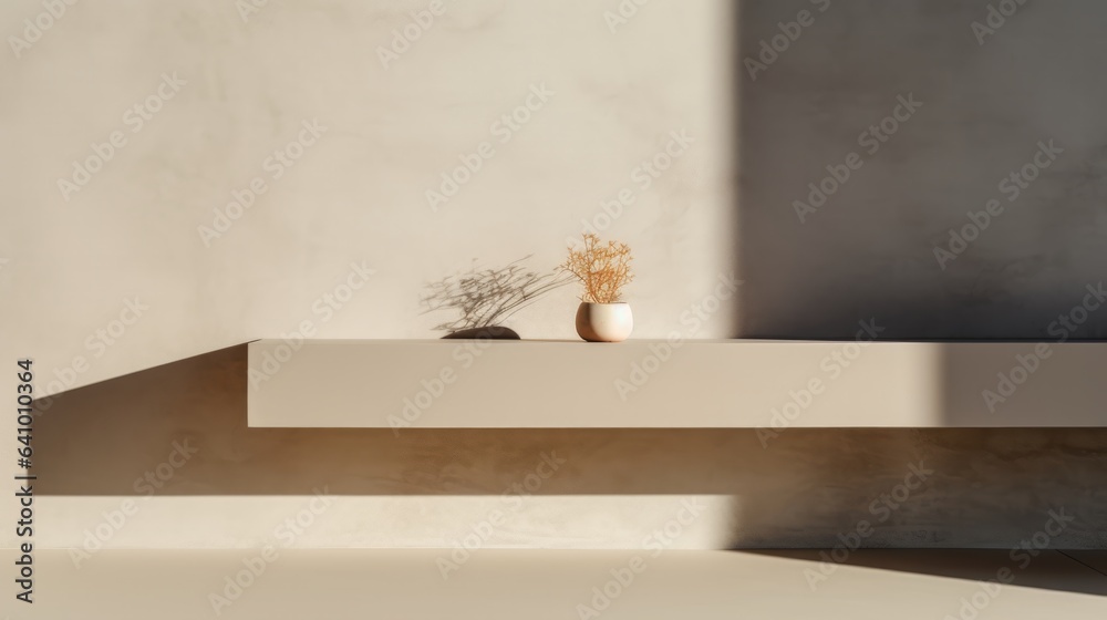 Fototapeta premium Empty interior room with lighting by generative AI illustration.