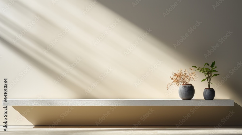 Obraz premium Empty interior room with lighting by generative AI illustration.