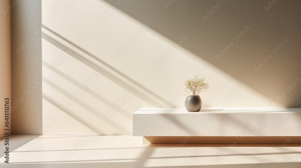 Fototapeta premium Empty interior room with lighting by generative AI illustration.