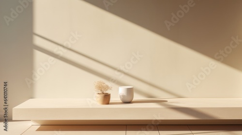 Empty interior room with lighting by generative AI illustration.