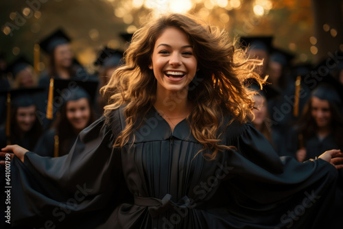 girl  beautiful light skinned teenager  a 12th grade senior in gradutation cap and gown.