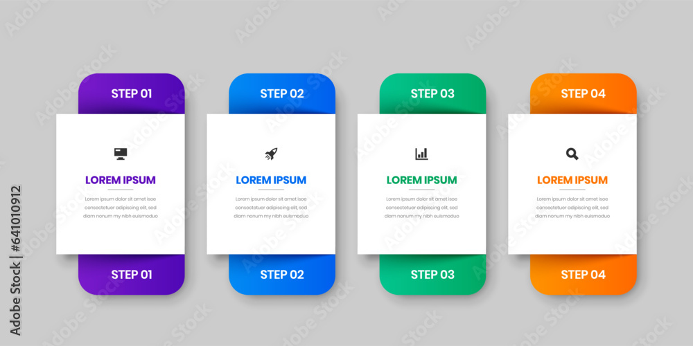 Vector Business Infographic Presentation Template with Abstract Design, 4 Steps and Icons