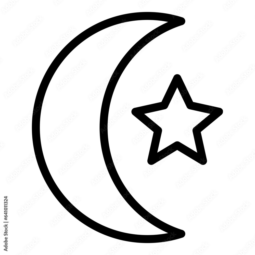 Muslim moon and star outline icon Muslim moon and star outline icon