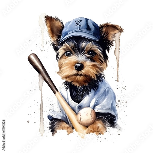yorkshire terrier play baseball