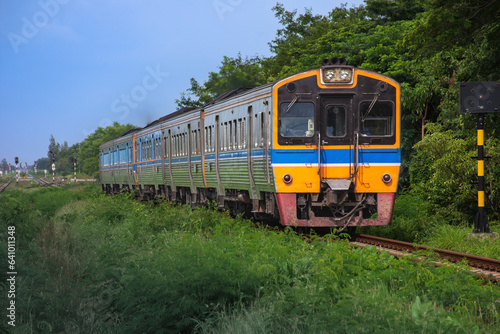 Diesel railcar on the railway.