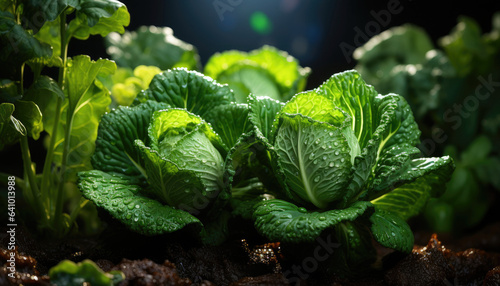 spoiled geminating cabbage, low angle shot, sharp and clear focus.