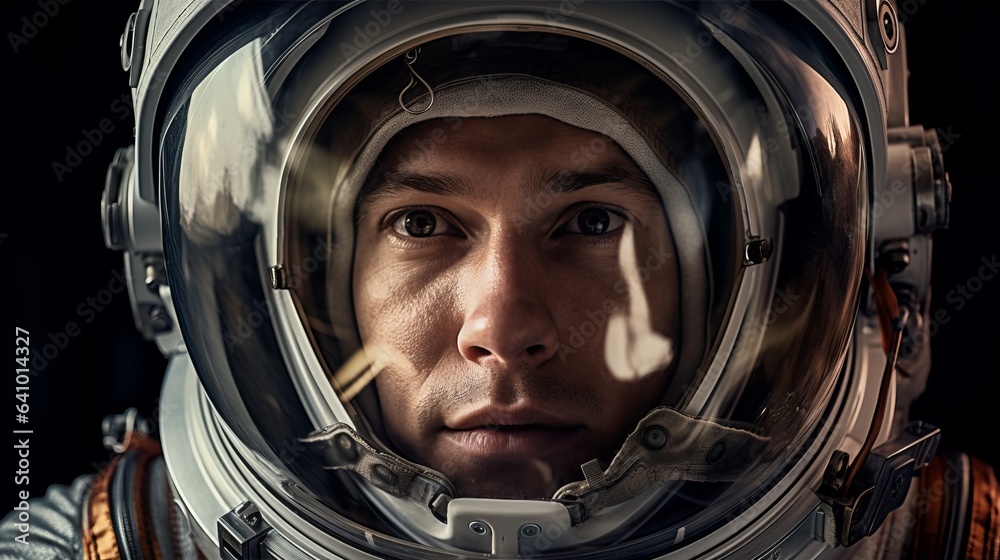 Male astronaut with glass helmet by AI generate. Male astronaut with glass helmet by AI generate.