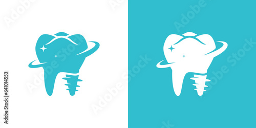 Dental implant logo design vector, dental health concept, dental care and dentist logo template