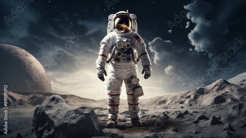 Male astronaut with glass helmet by AI generate.