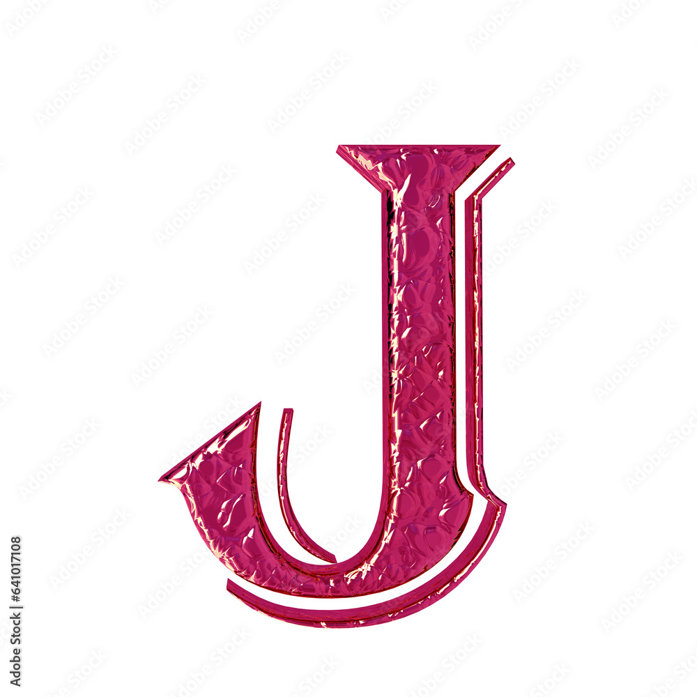 Fluted pink symbol. front view. letter j