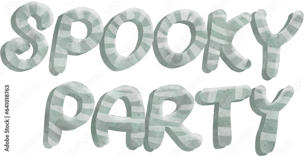 Watercolor Halloween with Spooky Party Text Hand Draw Painting Style Watercolor Halloween with Spooky Party Text Hand Draw Painting Style