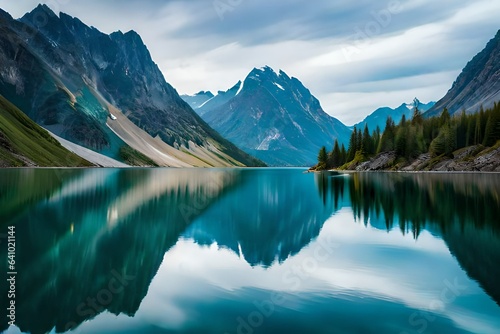 reflection in lake generated ai © kashif 2158