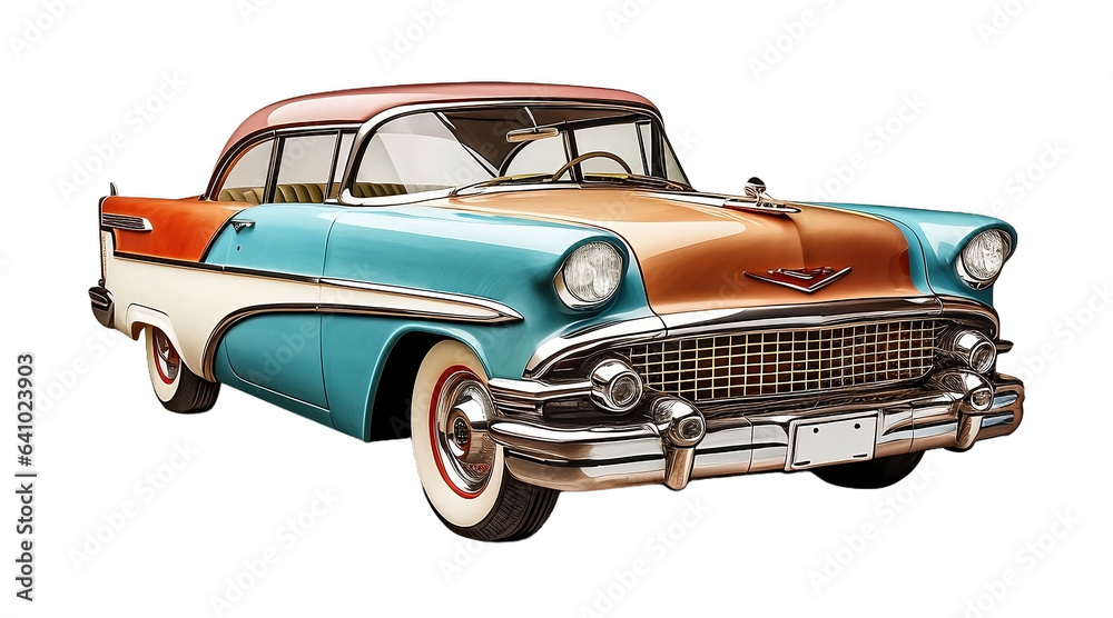 Vintage car on clear or transparent background, ready for object and retouch design.  Generative AI.