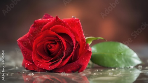 Beautiful red rose flower, Valentine day background. Vector illustration