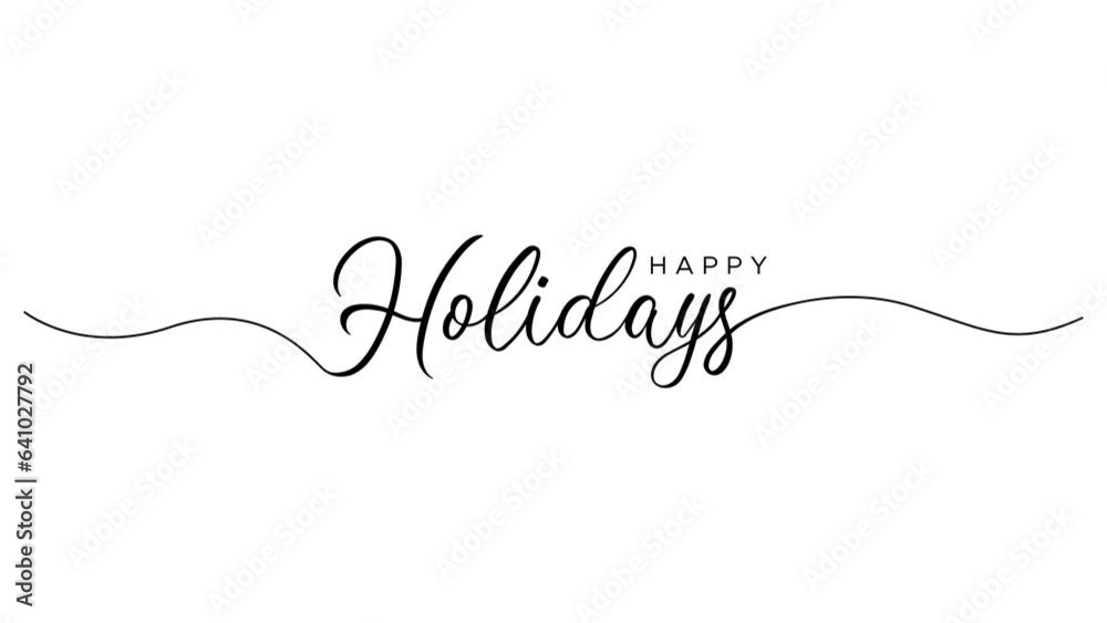 Happy Holidays letter calligraphy banner animation footage 4k