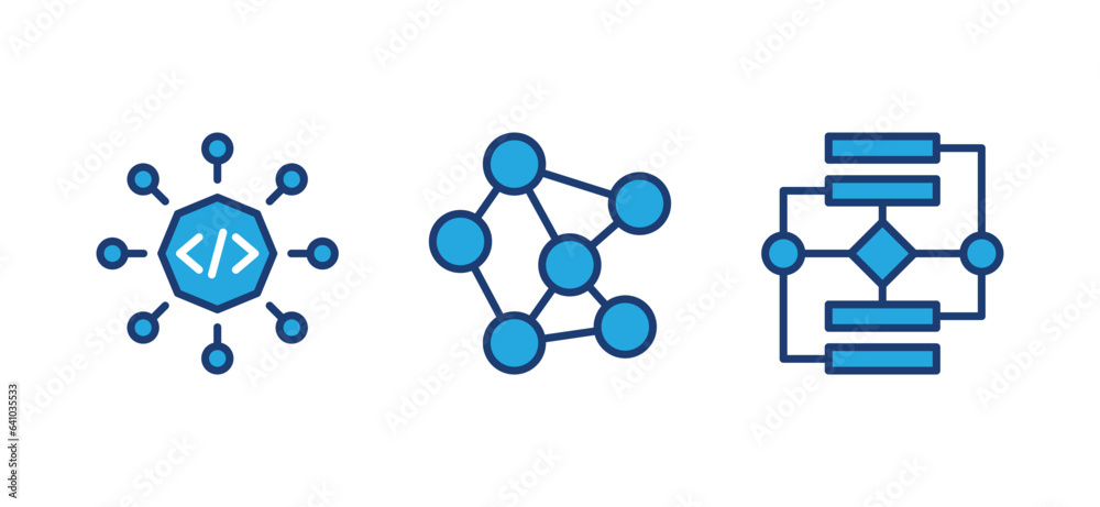 Algorithm icons set. Technology information icon symbol for apps and ...