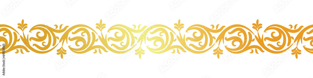 abstract floral border seamless golden paper border woodcarving decorative pattern - obrazy, fototapety, plakaty 