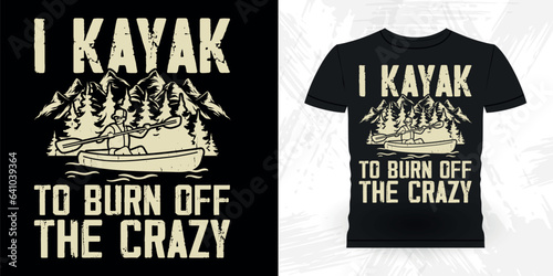 Funny Paddling Boat Retro Vintage Kayaking T-shirt Design