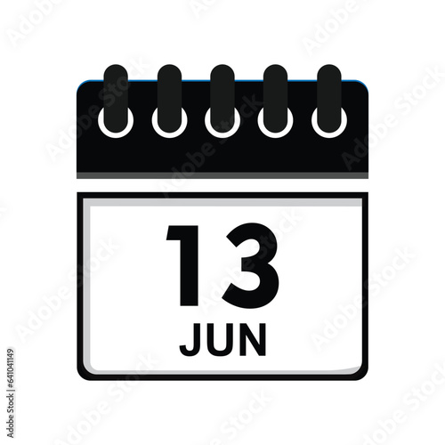 calender icon, 13 june icon with white background
