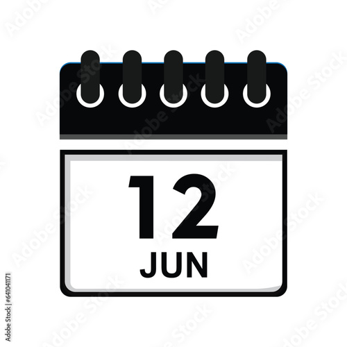 calender icon, 12 june icon with white background