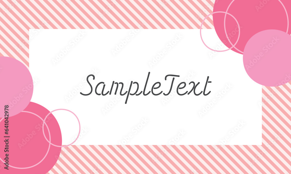 Pink stripe frame background with copy space and red circles. Vector illustration.