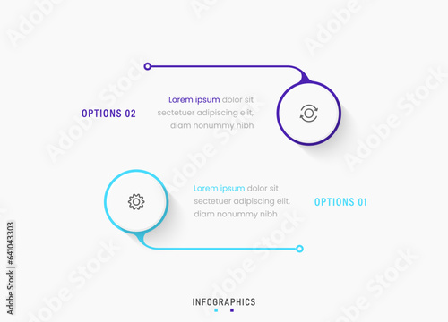 Vector Infographic label design template with icons and 2 options or steps. Can be used for process diagram, presentations, workflow layout, banner, flow chart, info graph.