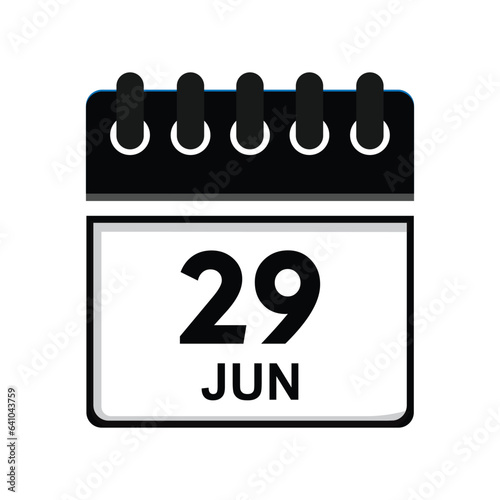 calender icon, 29 june icon with white backgroundt photo