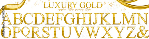 Gold luxury letter uppercase, alphabet, text, character, font photo