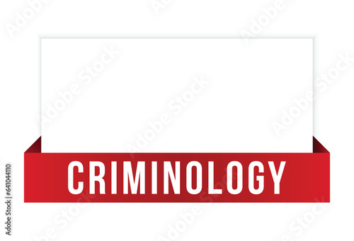 Criminology red vector banner illustration isolated on white background