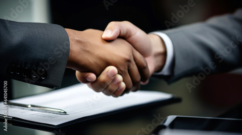 "Synergy in Motion: Office Handshake Seals a Fruitful Collaboration"
