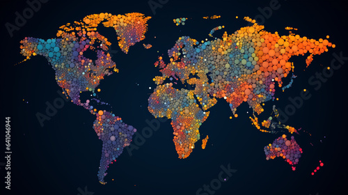 A world map, composed of vibrant dots, resembles a mosaic of global unity. Each dot represents a unique place, its hue signifying diversity. Together, they form a harmonious interconnectedness.