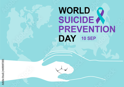 Lending a helping hand, Suicide prevention day concept. Flat vector banner.