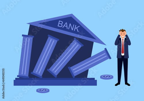 Banking collapse, financial crisis or bankruptcy problem. Investment failure concept. 