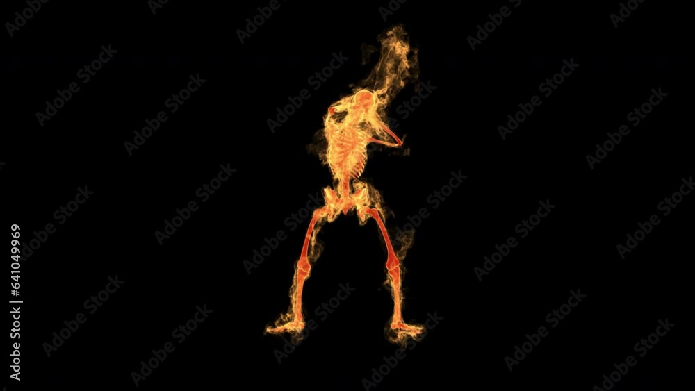 Burning skeleton agony - 3d render with alpha channel. Burning skeleton agony - 3d render with alpha channel.
