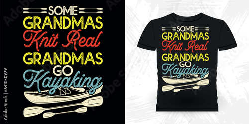 Mother's Day Mom Lover Funny Paddling Boat Retro Vintage Kayaking T-shirt Design