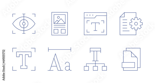 Text icons. editable stroke. Containing document, files, scan, text, typography, essay, font.