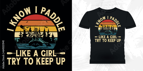 Mother's Day Mom Lover Funny Paddling Boat Retro Vintage Kayaking T-shirt Design