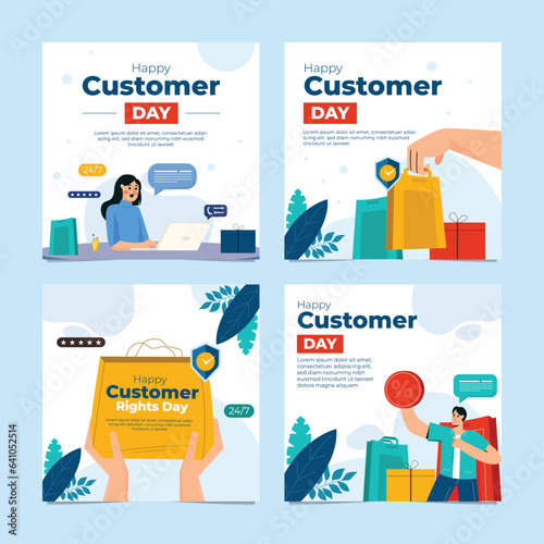 feed icon set for Customer service Landing page. Woman with laptop waiting for phone call. call center on white blue background.