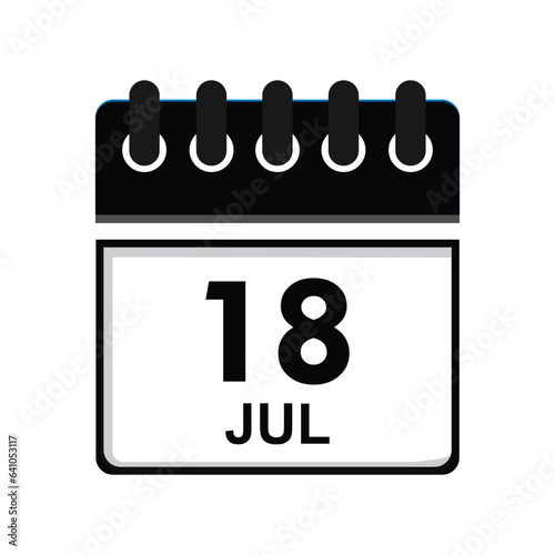 calender icon, 18 july icon with white backgroundt photo