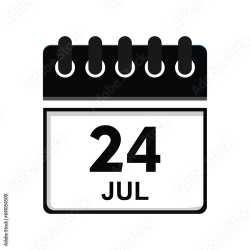 calender icon, 24 july icon with white backgroundt photo