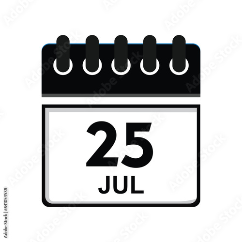 calender icon, 25 july icon with white backgroundt photo