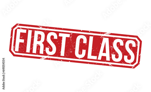 First class rubber stamp vector illustration on white background. First class rubber stamp