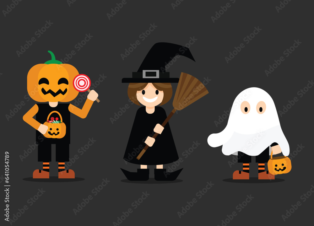 Enchanting Halloween Vector: Pumpkin, Ghost, Witch, and Spider in Isolated Illustration Enchanting Halloween Vector: Pumpkin, Ghost, Witch, and Spider in Isolated Illustration