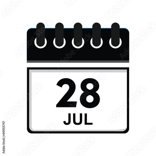 calender icon, 28 july icon with white backgroundt photo