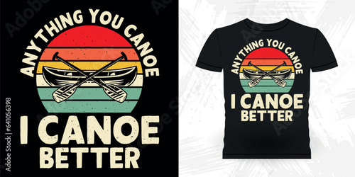 Funny Paddling Boat Retro Vintage Kayaking T-shirt Design