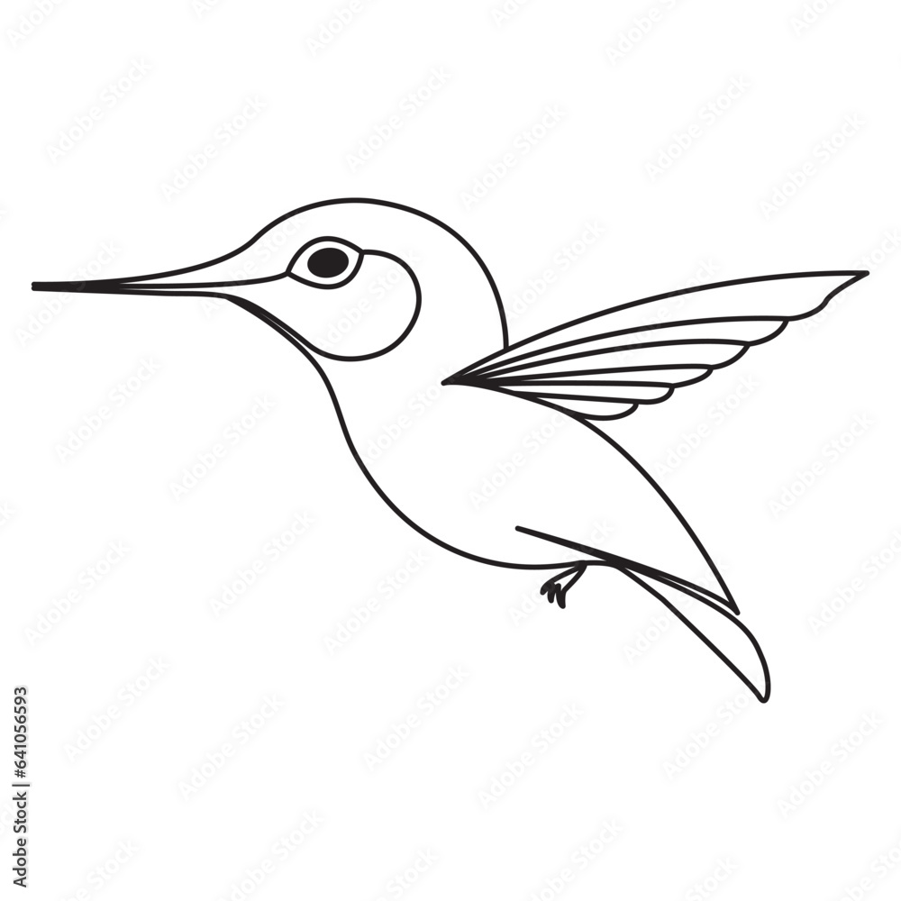 Fototapeta premium Single line bird drawing of flying up vector illustration